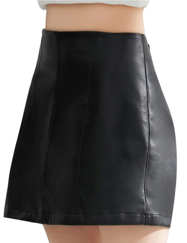 women high waist faux leather skirt classic slim mini skirt 2