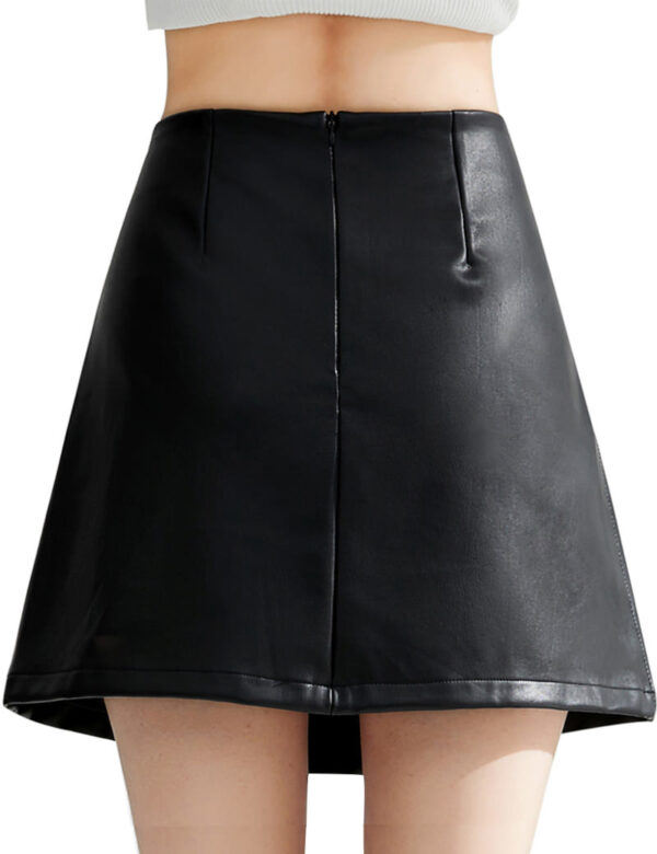 women high waist faux leather skirt classic slim mini skirt 3