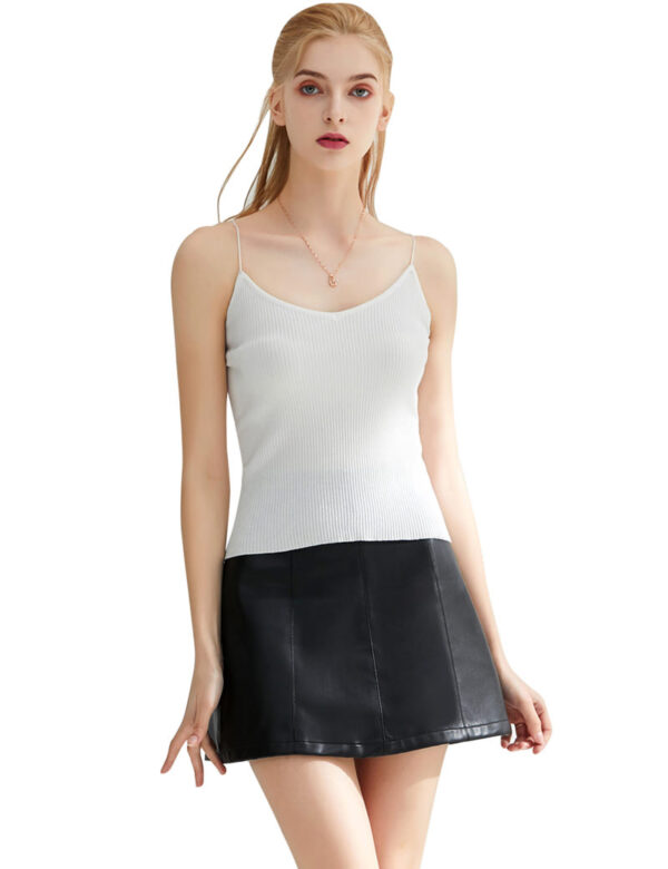 women high waist faux leather skirt classic slim mini skirt 5