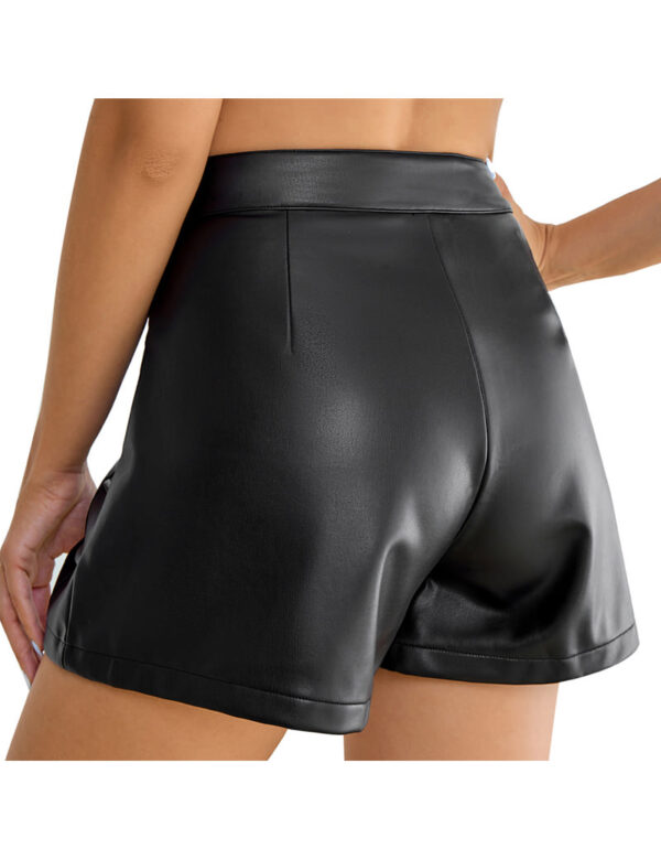 black paperbag leather shorts