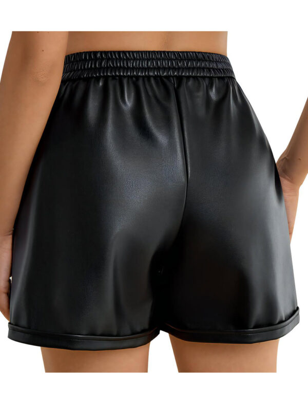 elastic leather shorts