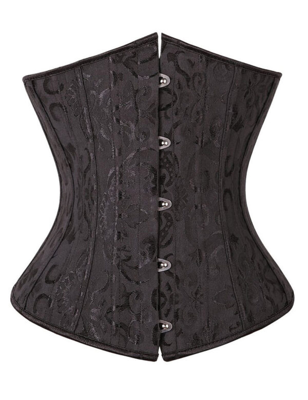 Everbellus Womens 24 Spiral Steel Boned Satin Underbust Waist Training Brocade Corset B4