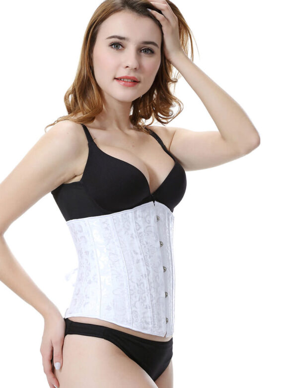 Everbellus Womens 24 Spiral Steel Boned Satin Underbust Waist Training Brocade Corset W2