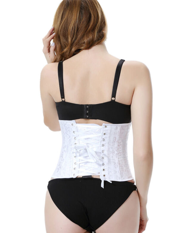 Everbellus Womens 24 Spiral Steel Boned Satin Underbust Waist Training Brocade Corset W3