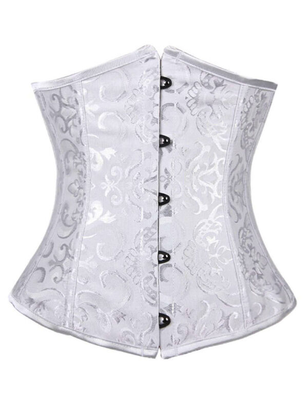 Everbellus Womens 24 Spiral Steel Boned Satin Underbust Waist Training Brocade Corset W4