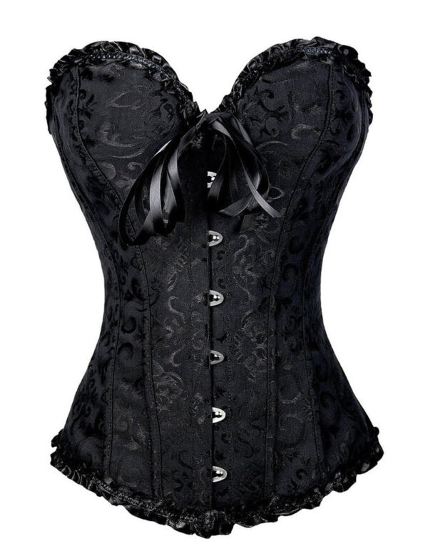 Everbellus Sweetheart Overbust Satin Lace Boned Corset Bustier B4