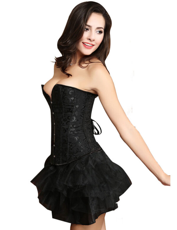 Everbellus Womens Sexy Overbust Wedding Waist Corset Satin Bustiers Top B2