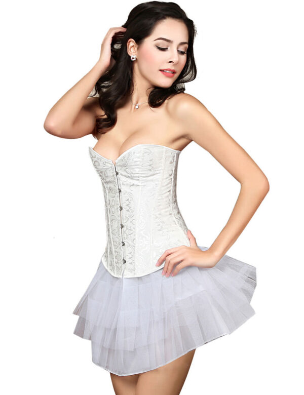 Everbellus Womens Sexy Overbust Wedding Waist Corset Satin Bustiers Top W2