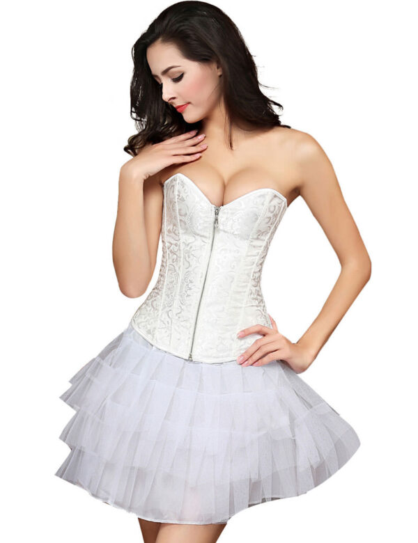 Everbellus Womens Zipper Front Corset Wedding Waist Corset Sexy Bustiers Top W2