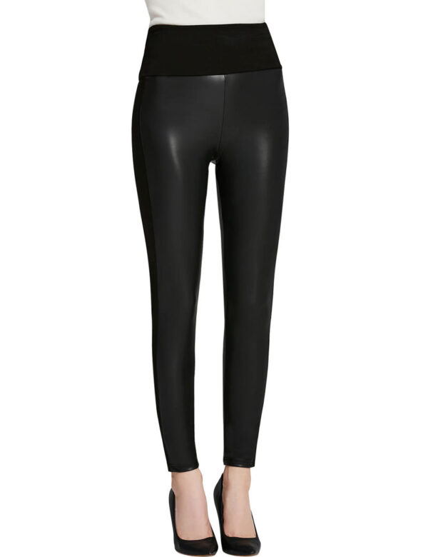 Everbellus Womens Black Faux Leather Leggings Girls High Waisted Sexy Leather Pants 2